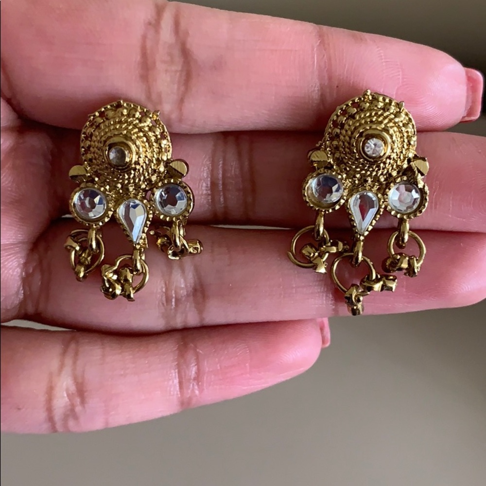 Gold and stone earrings